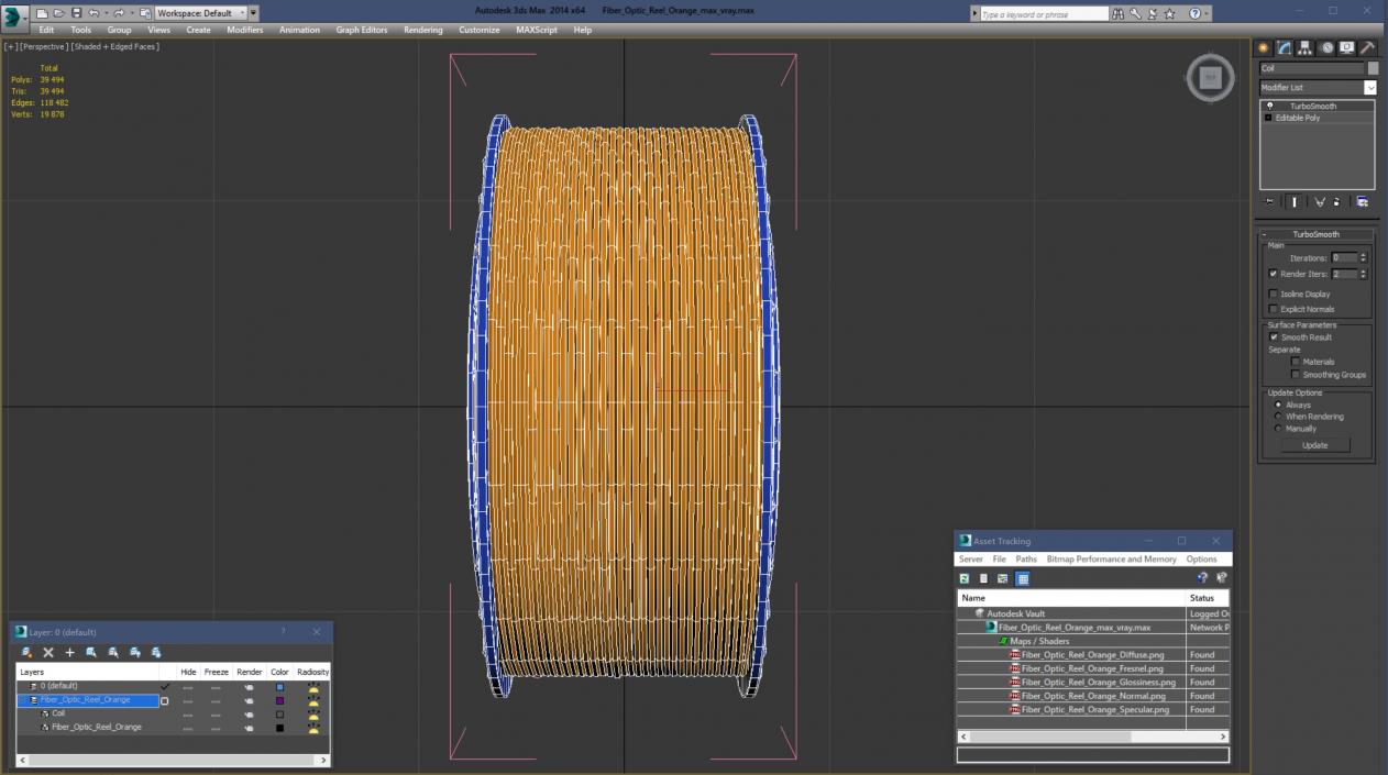 3D Fiber Optic Reel Orange model