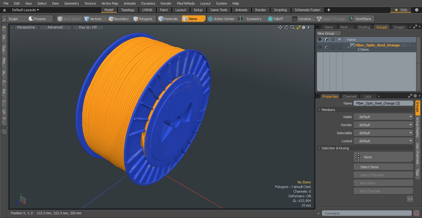 3D Fiber Optic Reel Orange model