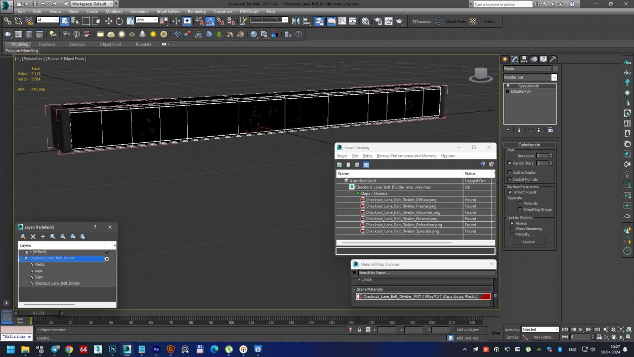 3D Checkout Lane Belt Divider 2 model