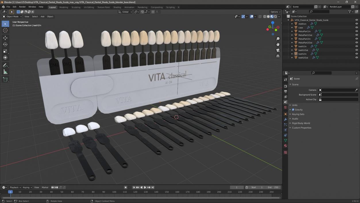 3D VITA Classical Dental Shade Guide model