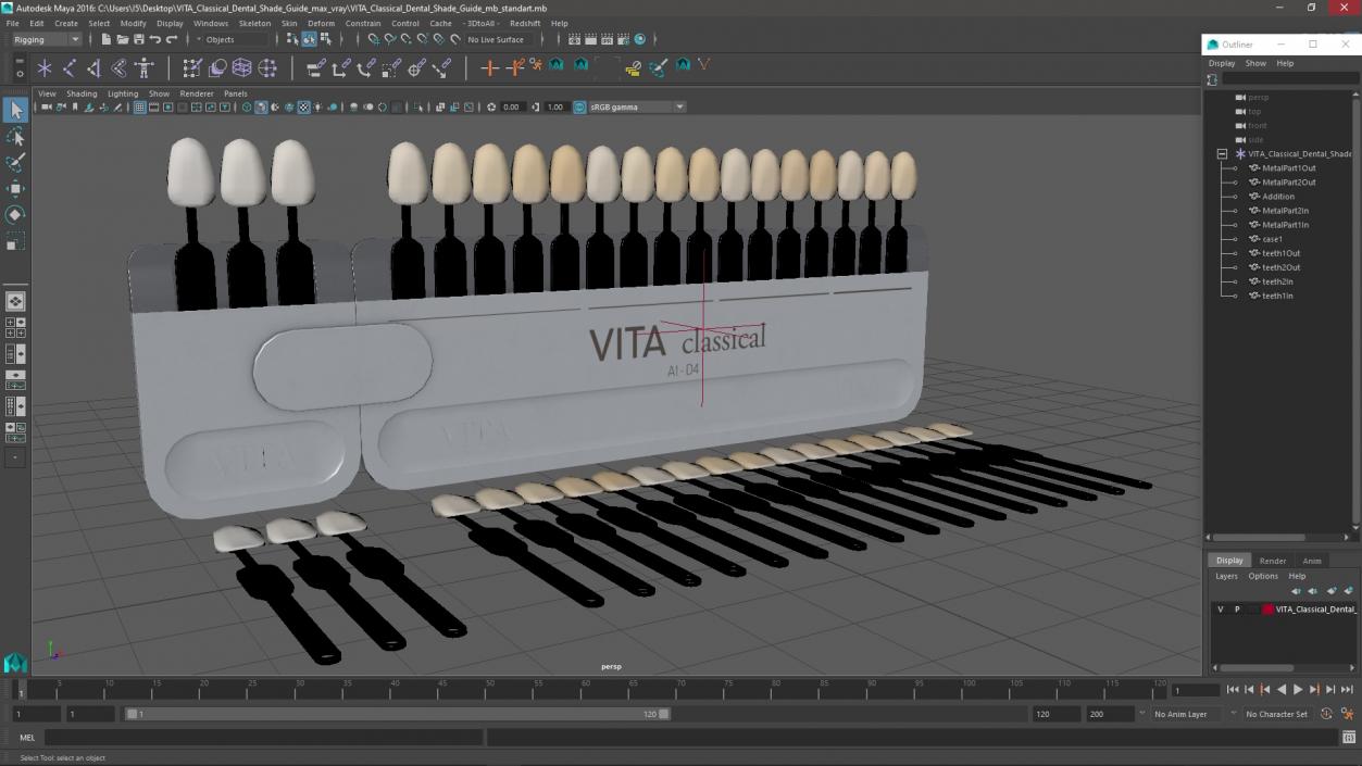 3D VITA Classical Dental Shade Guide model