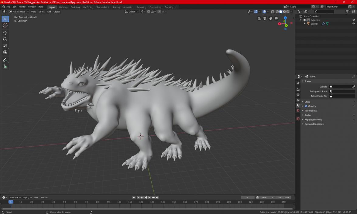 3D model Aggressive Basilisk on Offense