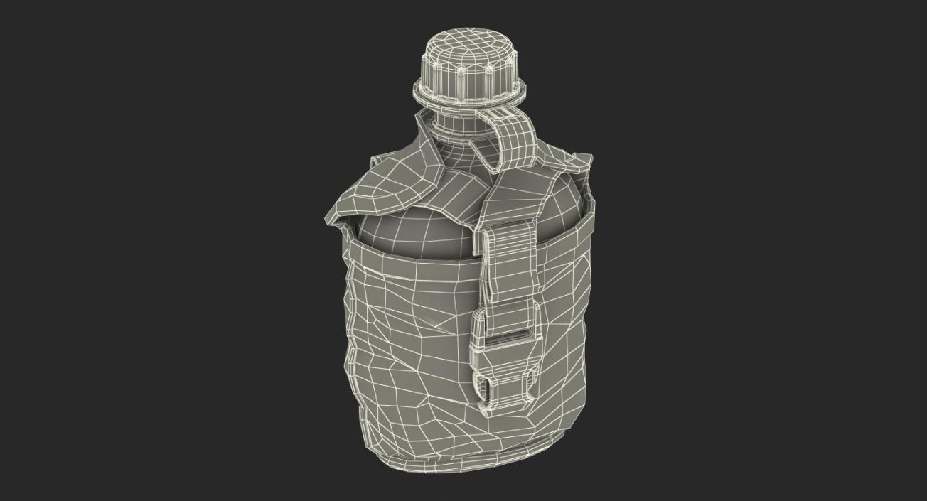 3D model Water Bottle Canteen with Military Pouch