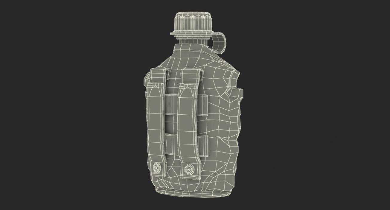 3D model Water Bottle Canteen with Military Pouch