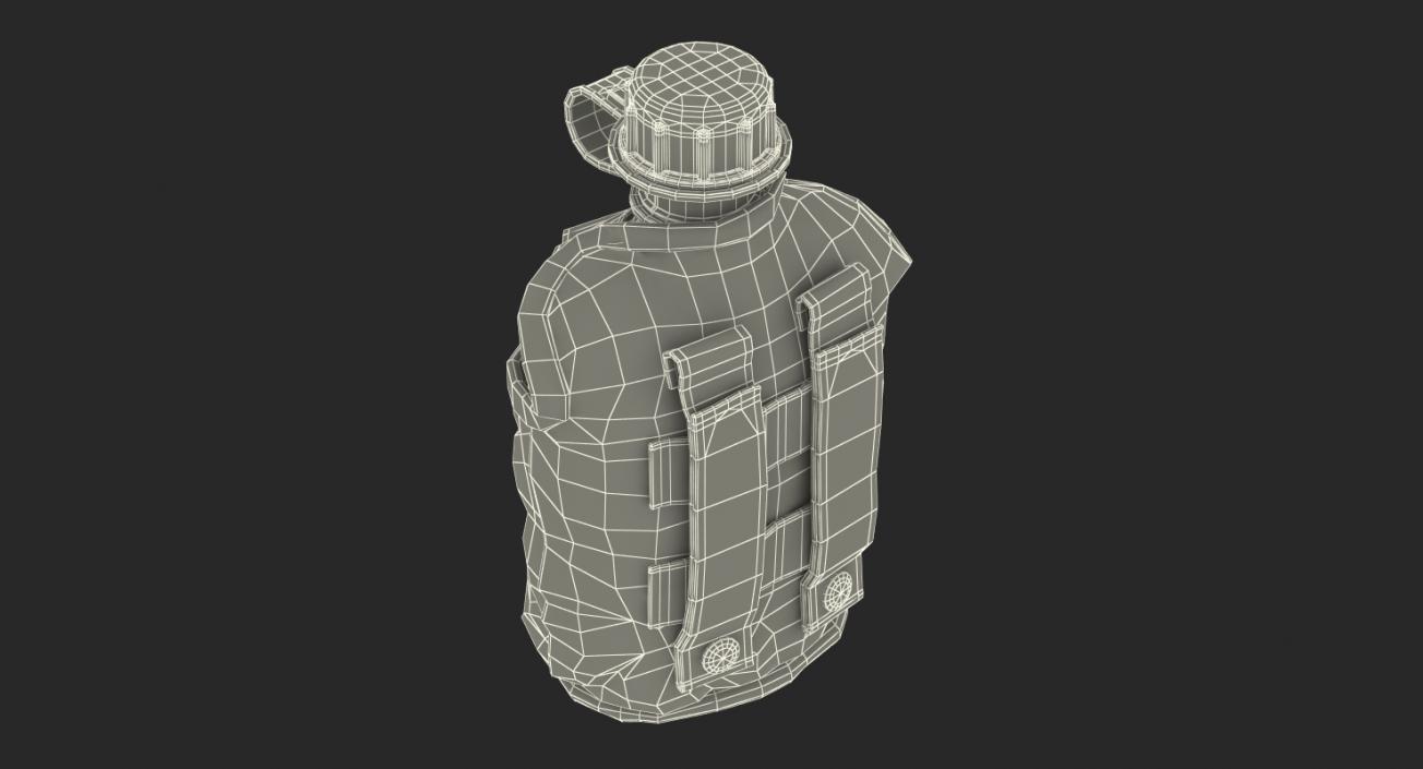 3D model Water Bottle Canteen with Military Pouch