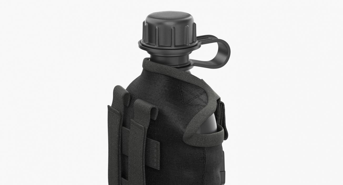 3D model Water Bottle Canteen with Military Pouch