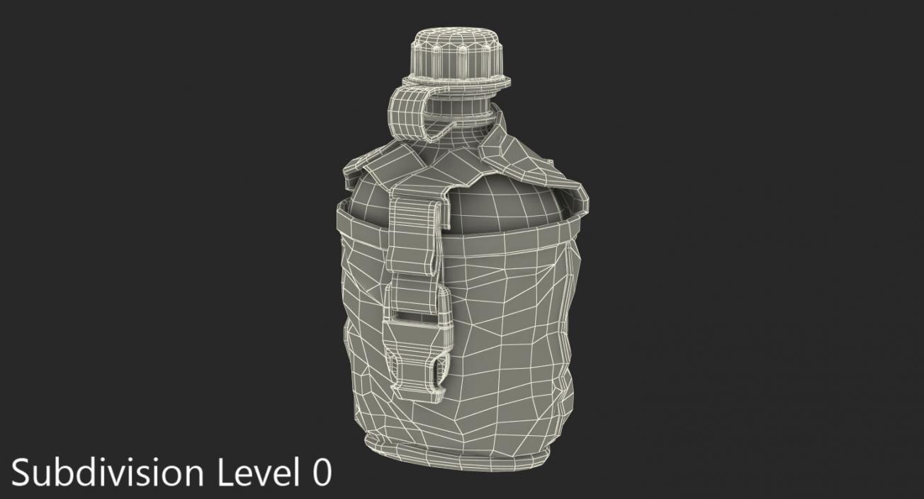 3D model Water Bottle Canteen with Military Pouch