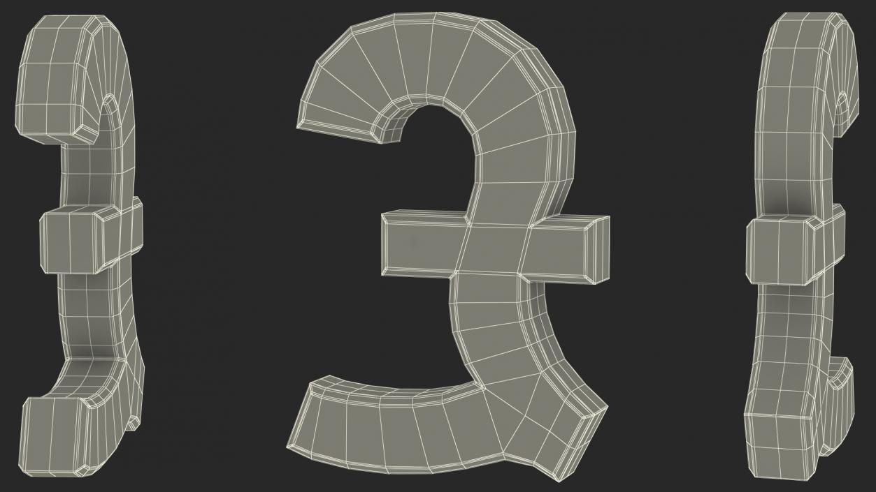 3D UK Pound Currency Symbol Silver