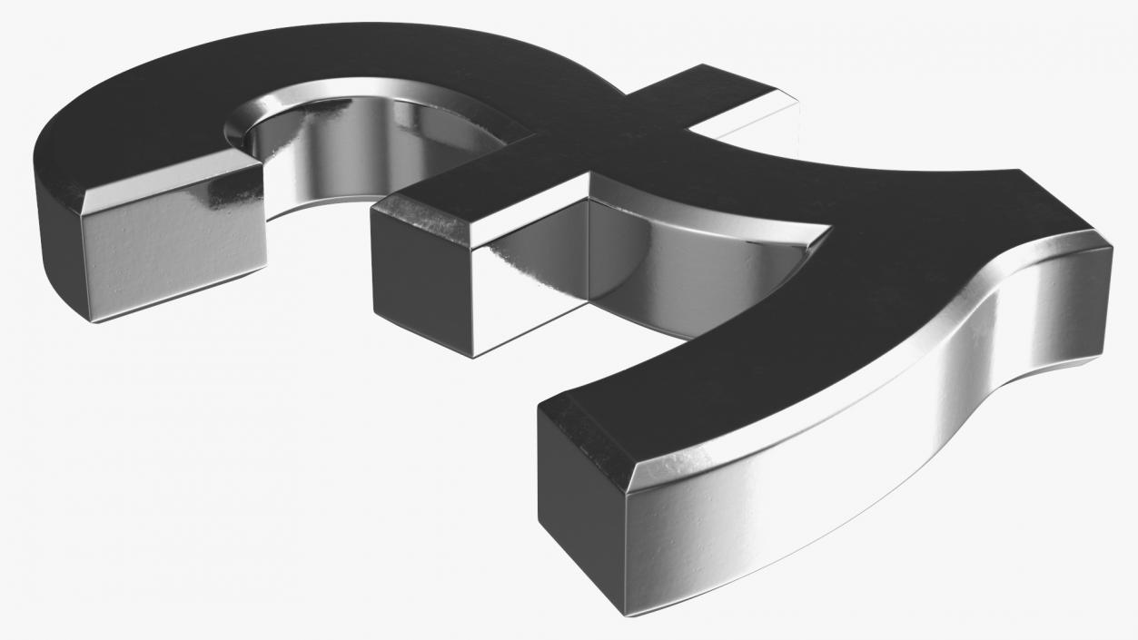 3D UK Pound Currency Symbol Silver