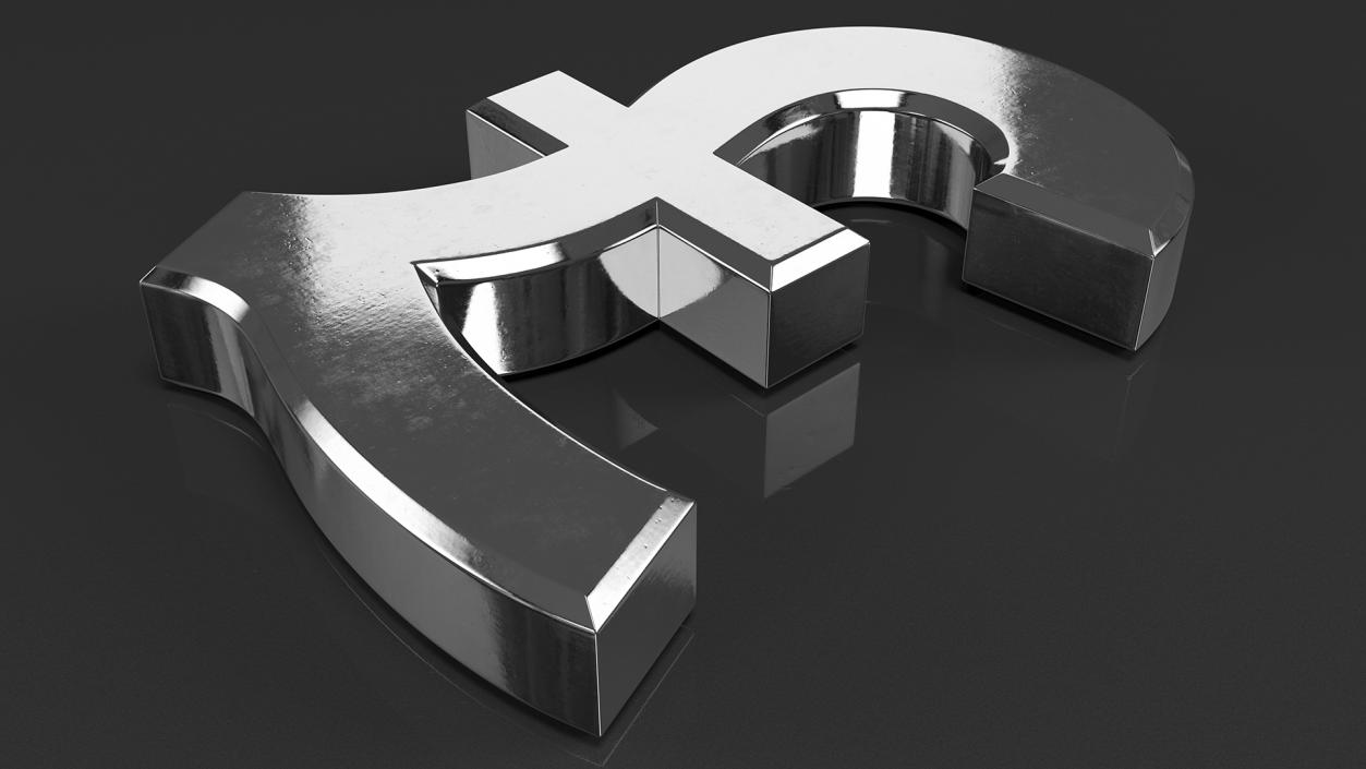 3D UK Pound Currency Symbol Silver