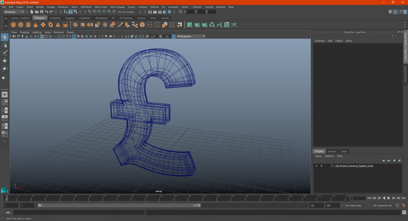 3D UK Pound Currency Symbol Silver