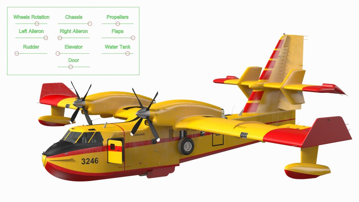 3D Canadair D415 Amphibious Water Bomber Rigged for Cinema 4D model