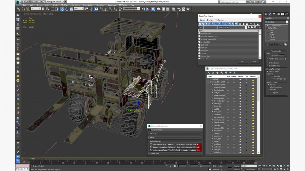 3D model Terrain Military Forklift Camo