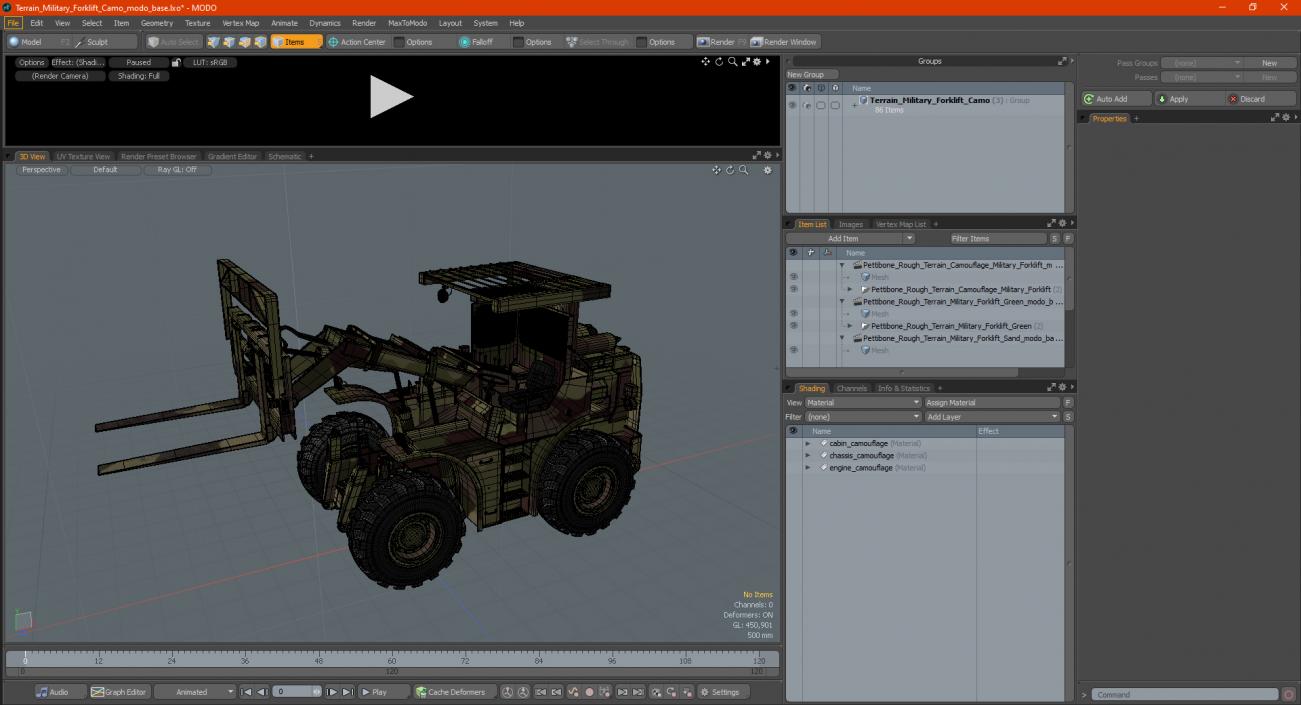 3D model Terrain Military Forklift Camo