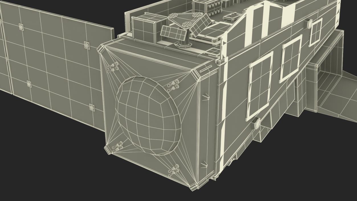 Satellite with Solar Panels 3D