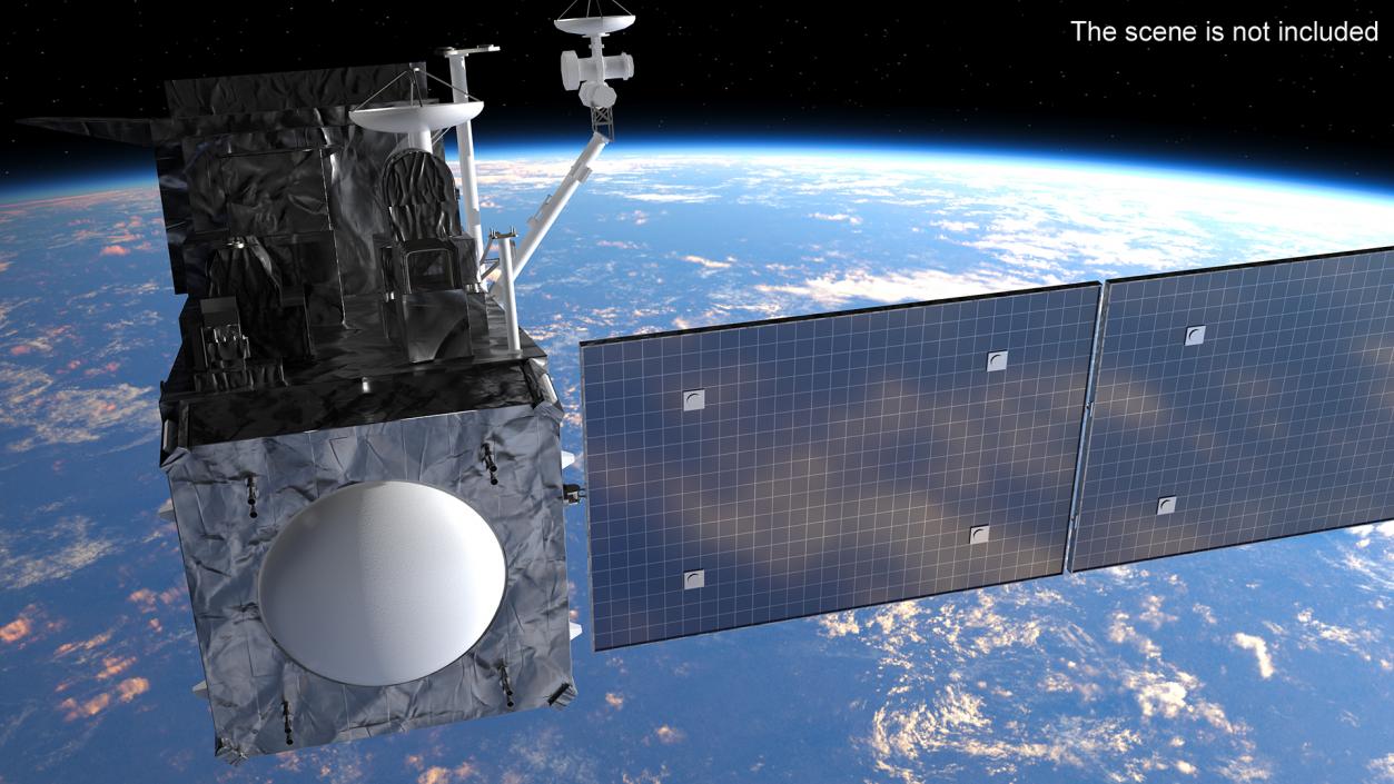 Satellite with Solar Panels 3D