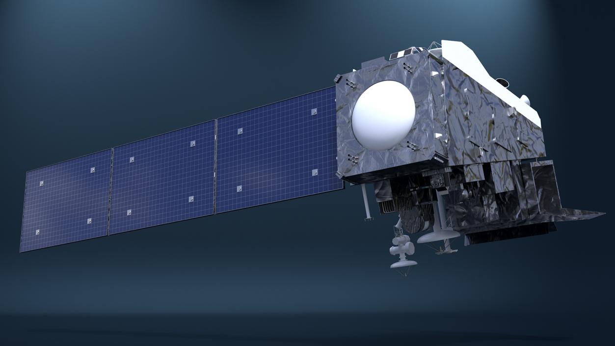 Satellite with Solar Panels 3D