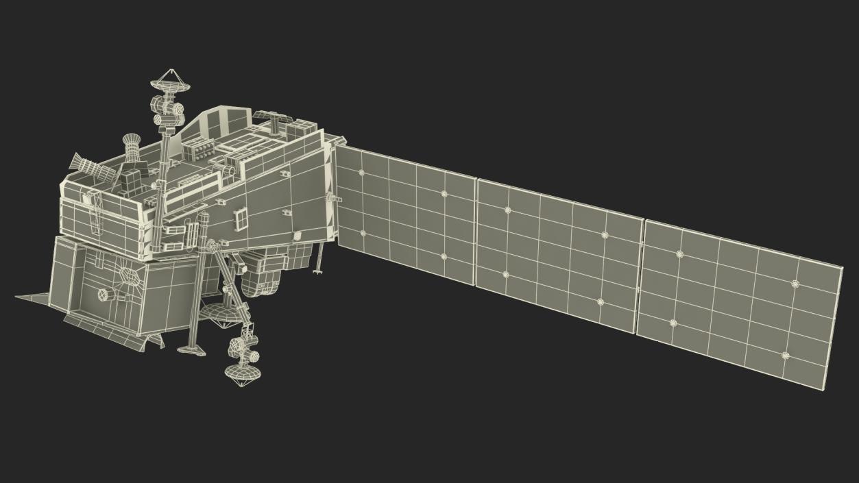 Satellite with Solar Panels 3D