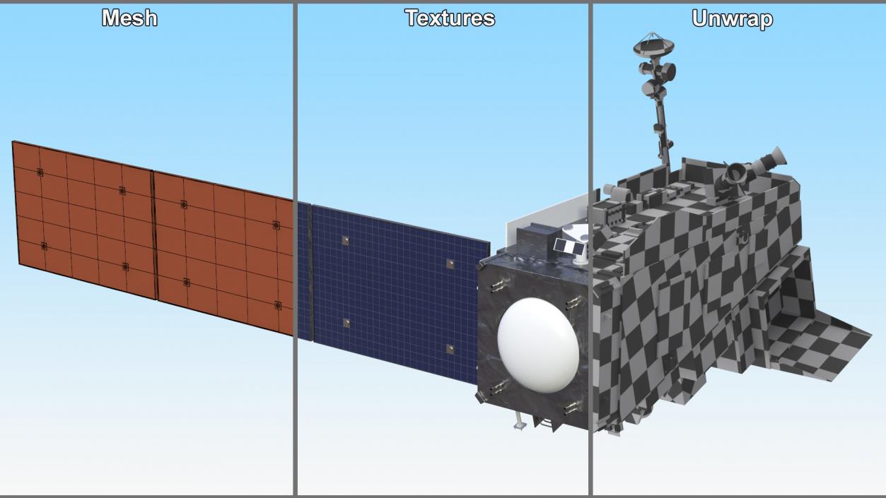 Satellite with Solar Panels 3D