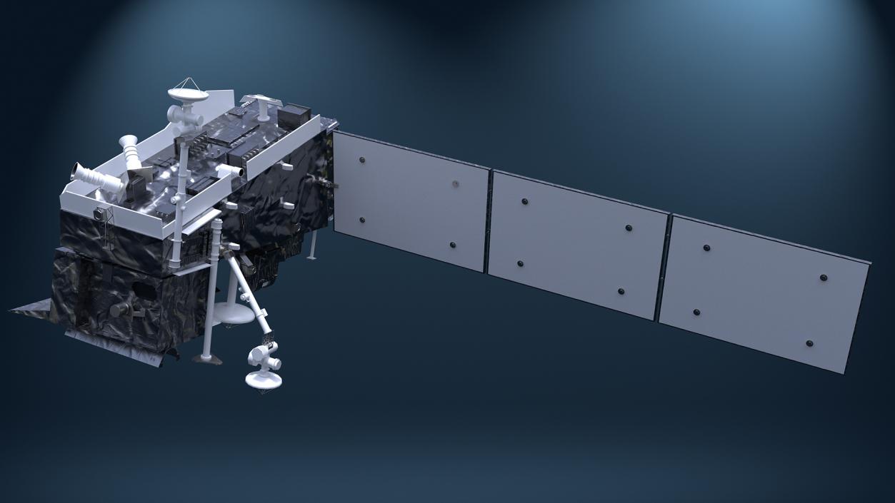 Satellite with Solar Panels 3D