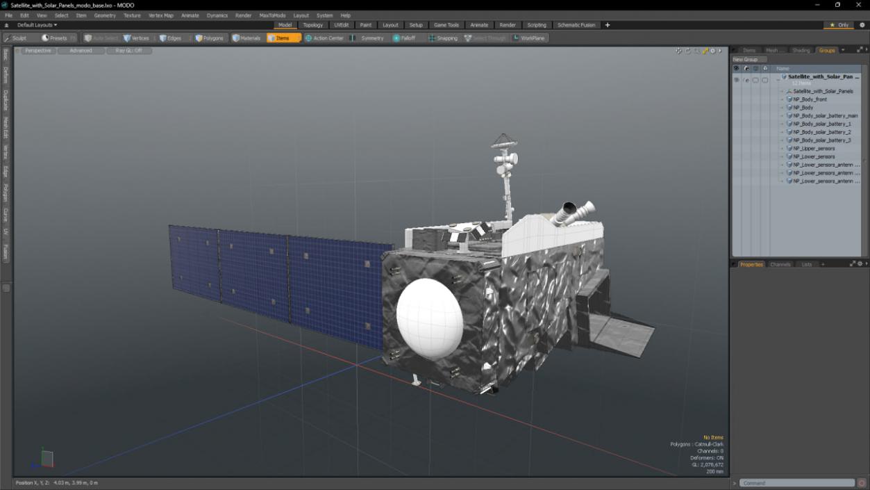 Satellite with Solar Panels 3D