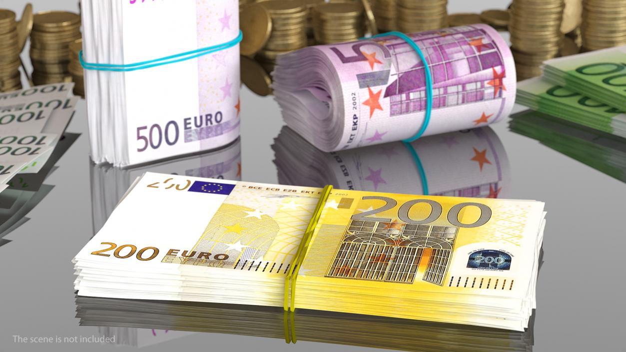 Bundle of 200 Euro Banknotes Bills 3D model