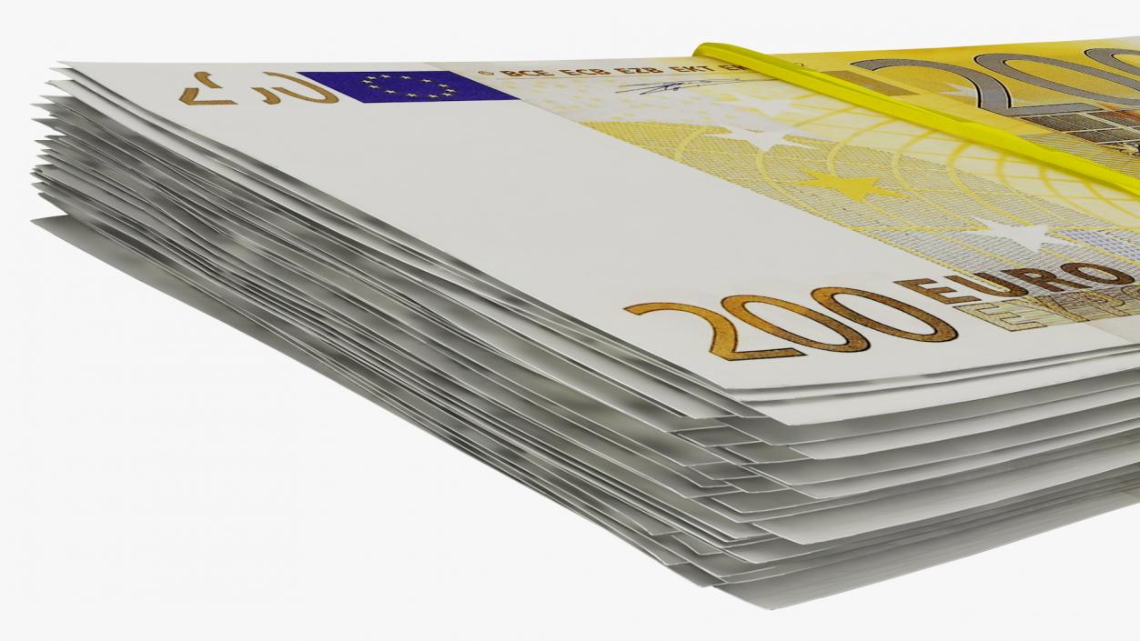 Bundle of 200 Euro Banknotes Bills 3D model