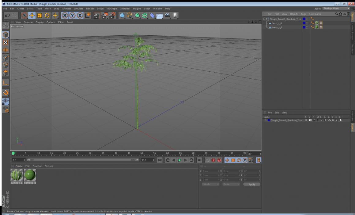 3D model Single Branch Bamboo Tree