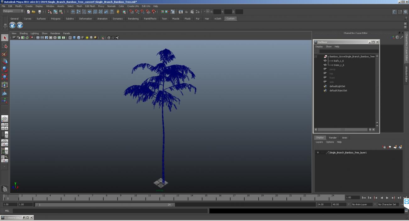 3D model Single Branch Bamboo Tree