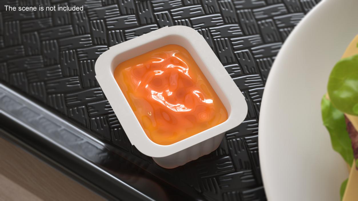 Sweet and Sour Sauce in White Dip Pot 3D