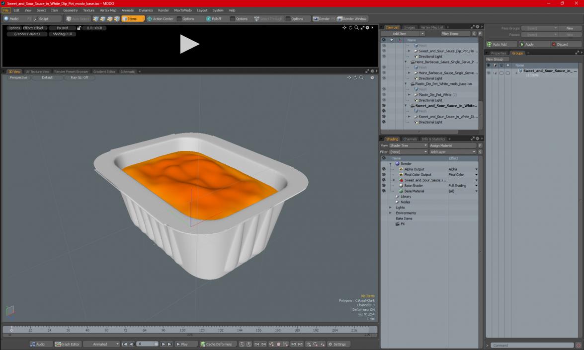 Sweet and Sour Sauce in White Dip Pot 3D