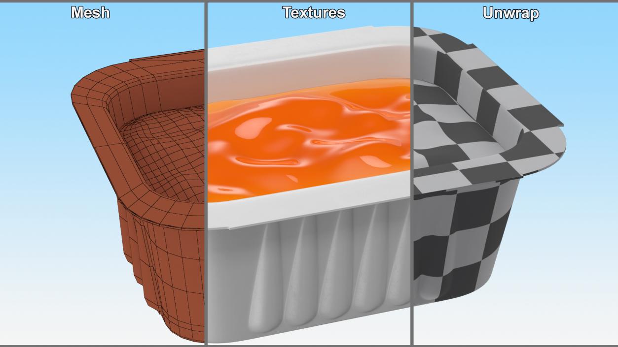 Sweet and Sour Sauce in White Dip Pot 3D