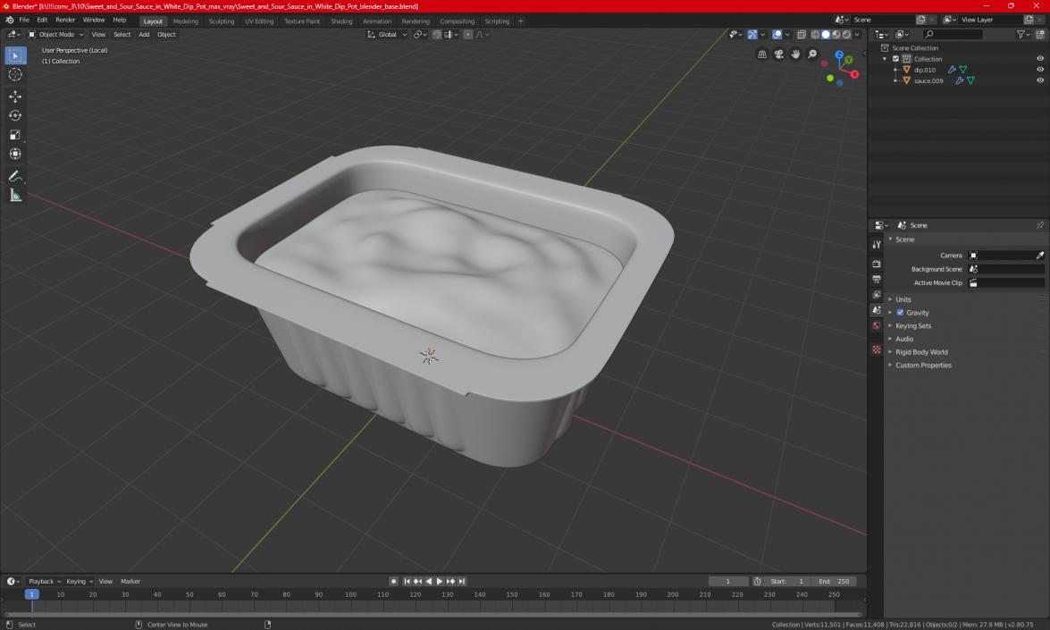 Sweet and Sour Sauce in White Dip Pot 3D