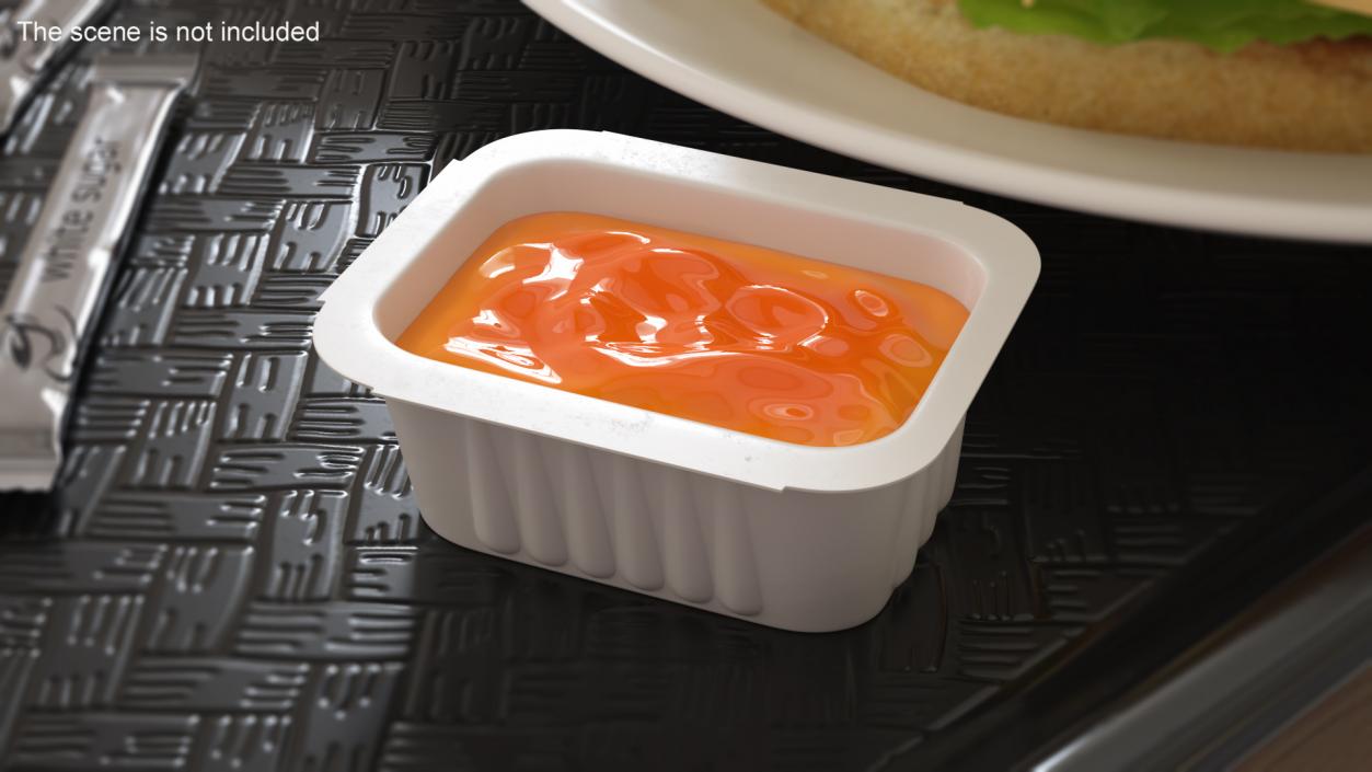 Sweet and Sour Sauce in White Dip Pot 3D