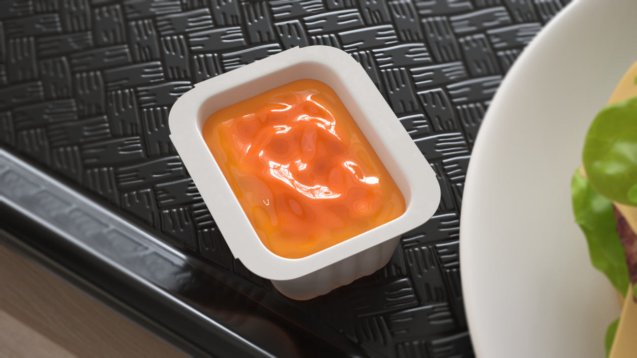 Sweet and Sour Sauce in White Dip Pot 3D