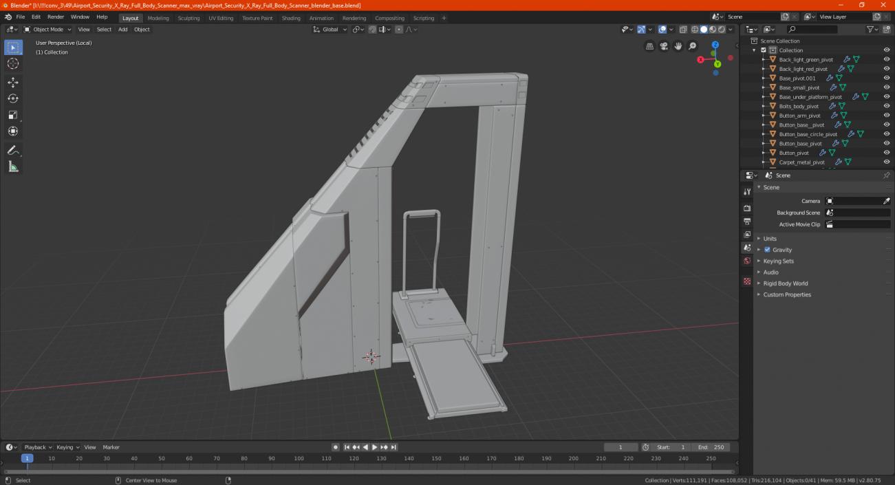 3D model Airport Security X Ray Full Body Scanner