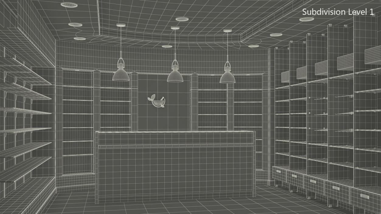 3D Pharmacy Store Interior Blue model