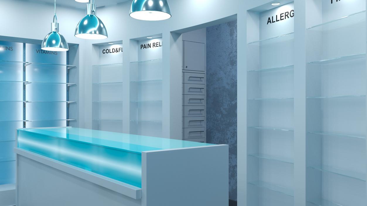 3D Pharmacy Store Interior Blue model