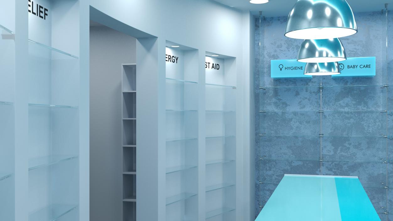 3D Pharmacy Store Interior Blue model