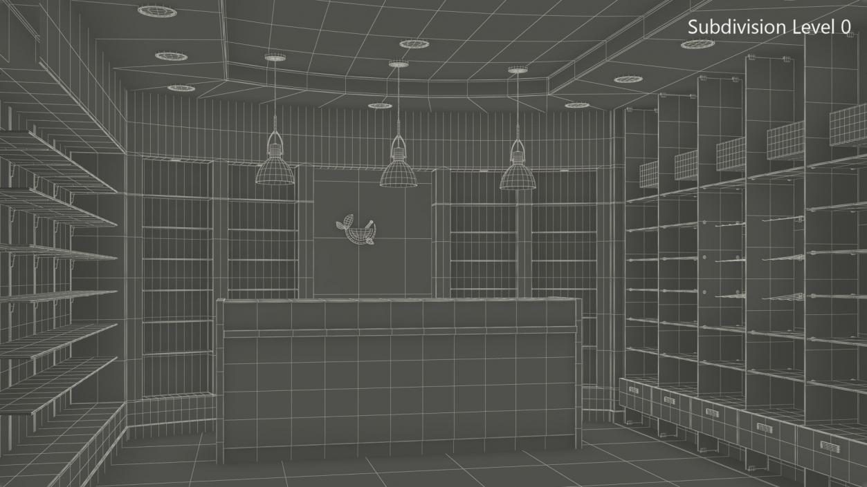 3D Pharmacy Store Interior Blue model