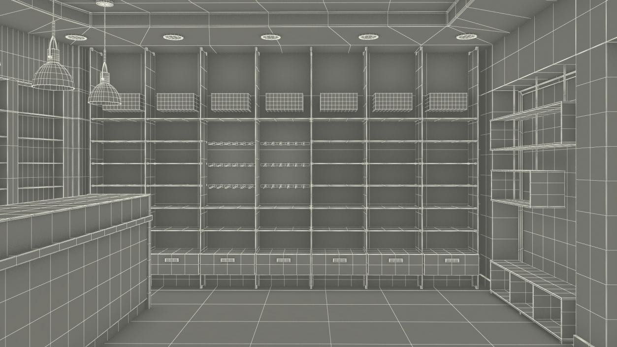 3D Pharmacy Store Interior Blue model