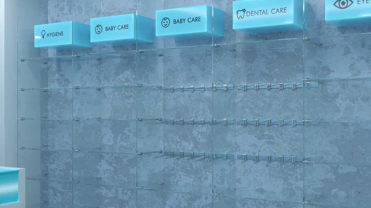 3D Pharmacy Store Interior Blue model