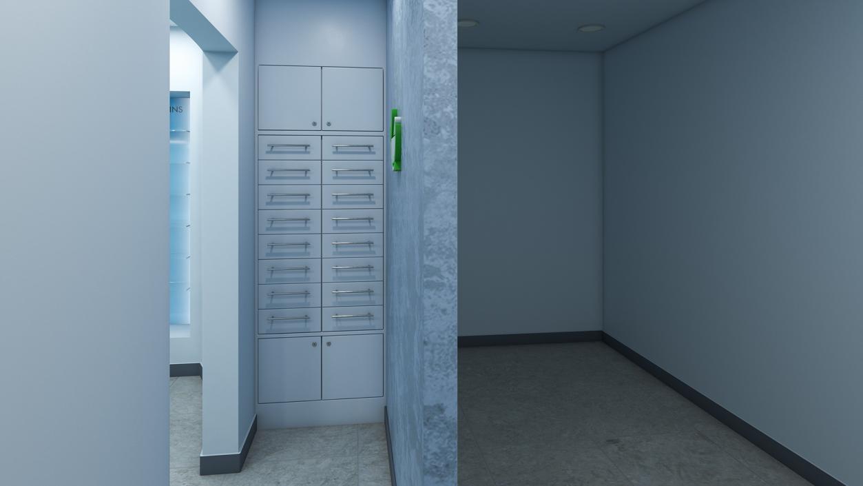 3D Pharmacy Store Interior Blue model