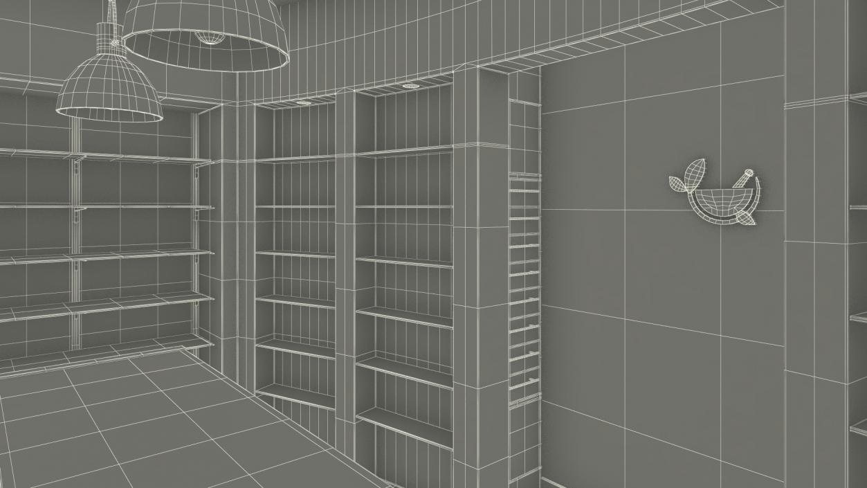 3D Pharmacy Store Interior Blue model