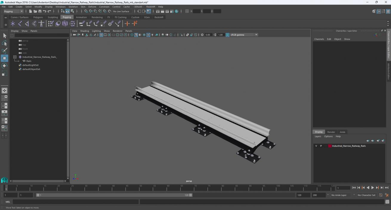 3D Industrial Narrow Railway Rails