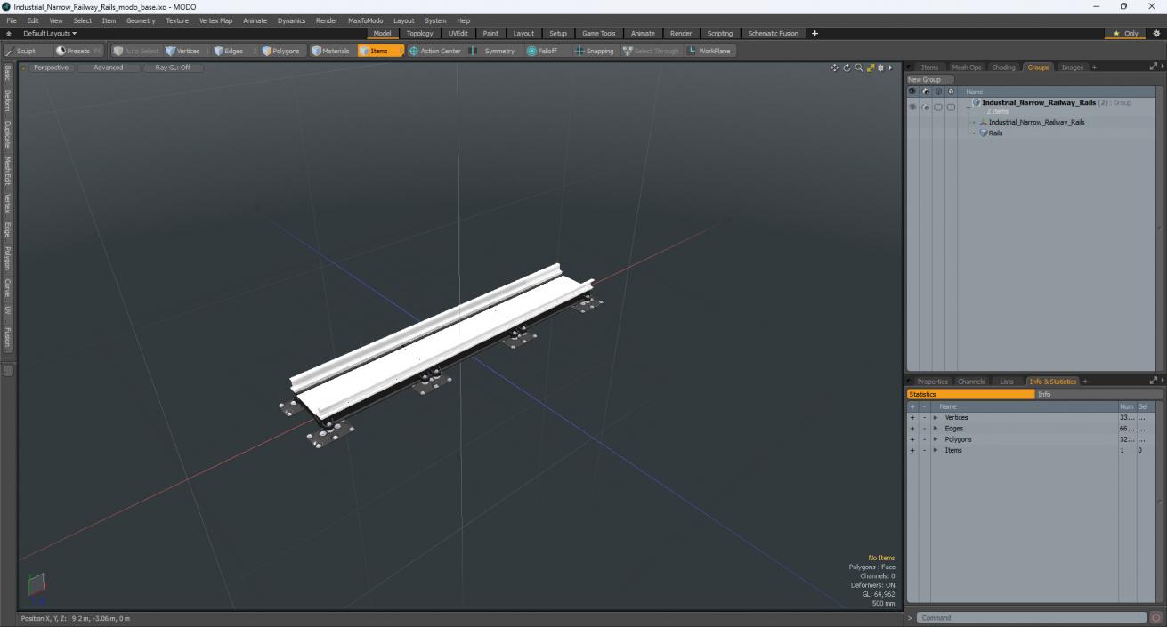 3D Industrial Narrow Railway Rails