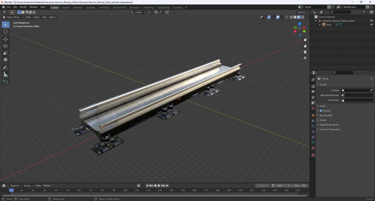 3D Industrial Narrow Railway Rails