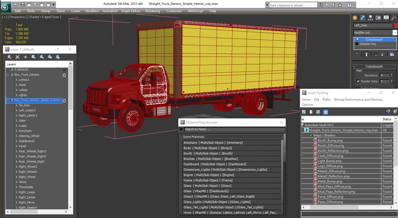 3D Straight Truck Generic Simple Interior model