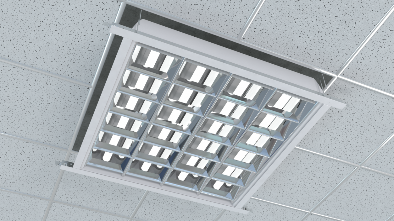 3D model LED Grid Ceiling Light ON