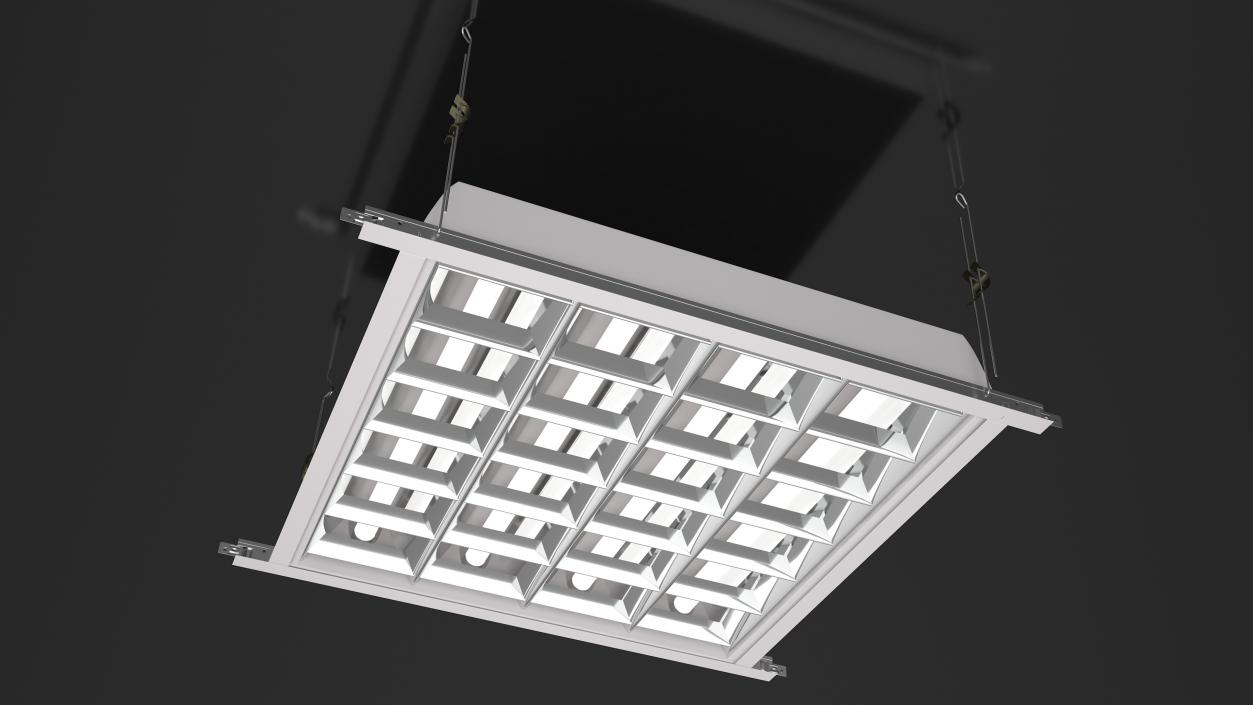 3D model LED Grid Ceiling Light ON